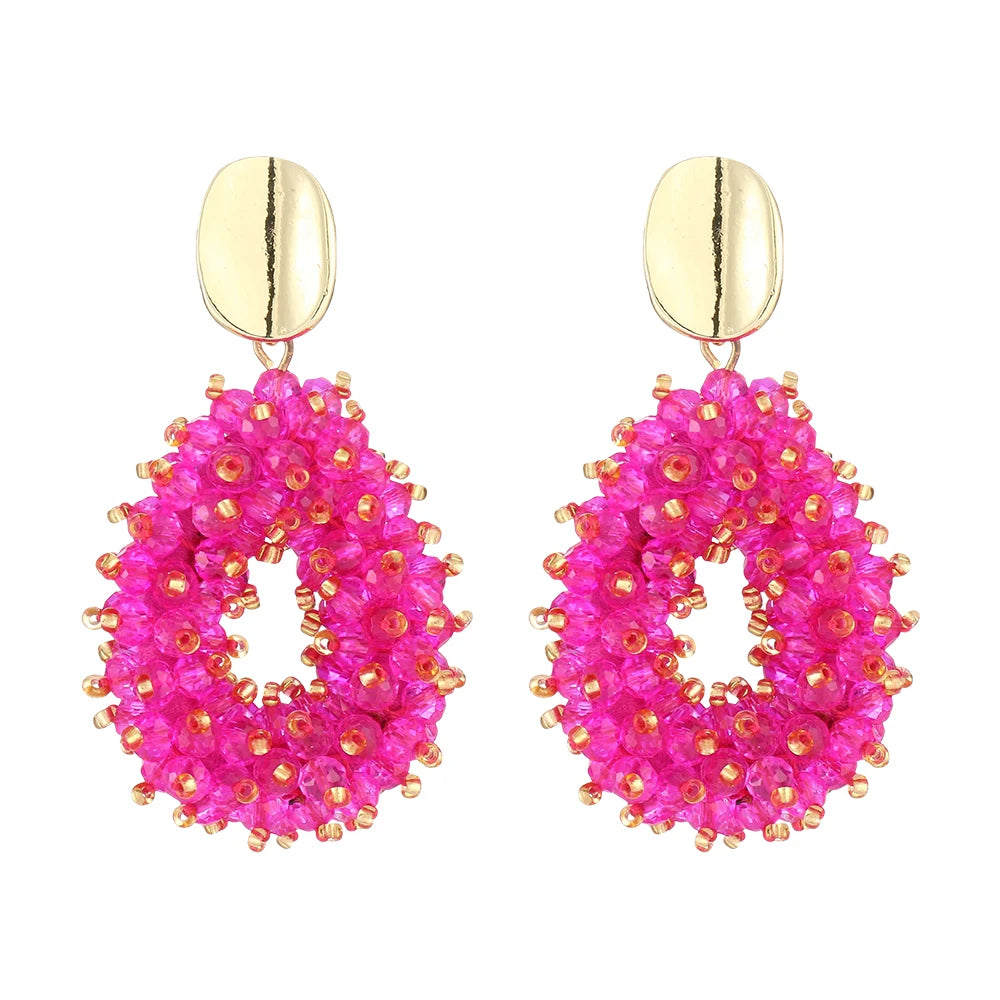 INKDEW Big Drop Earrings For Women Small And Big Beads Handmade Crystal Earrings Statement Jewelry Fashion Jewelry EA067