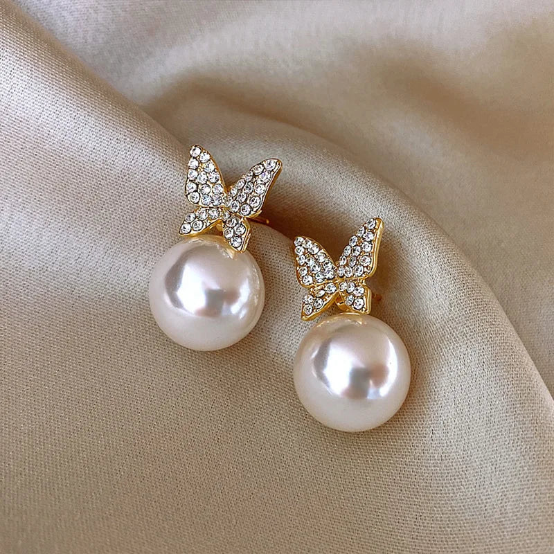 French New Classic Elegant Imitation Pearl Drop Earrings for Women Exquisite Dangle Wedding Earring Statement Fashion Jewelry