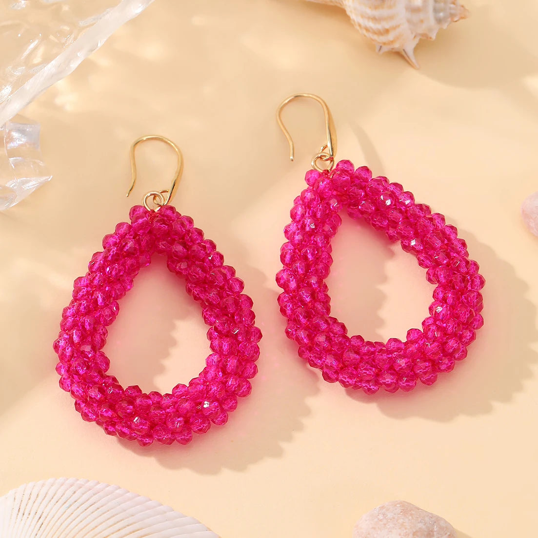 INKDEW Mixed Color Big Drop Earrings Colorful Bead Handmade Threading Crystal Earrings for Women Gift Water Drop Jewelry EA004