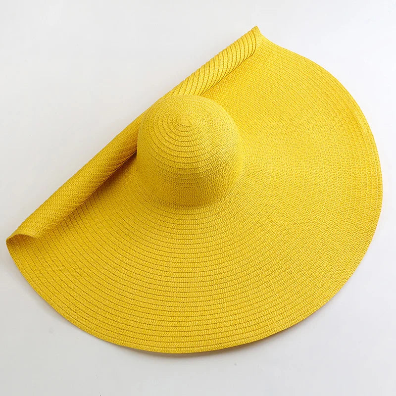 Lady Oversized 70cm Beach Hats Large Wide Brim Summer Uv Protection Sun Hat for Women  Foldable Straw  Wedding Hat