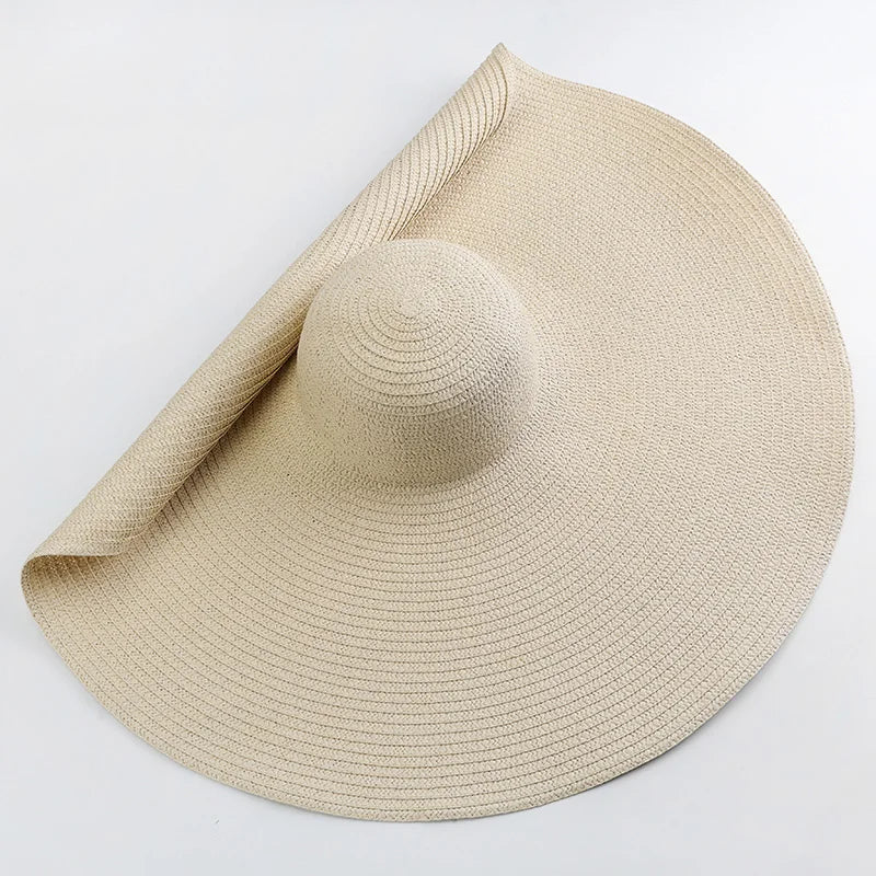 Lady Oversized 70cm Beach Hats Large Wide Brim Summer Uv Protection Sun Hat for Women  Foldable Straw  Wedding Hat