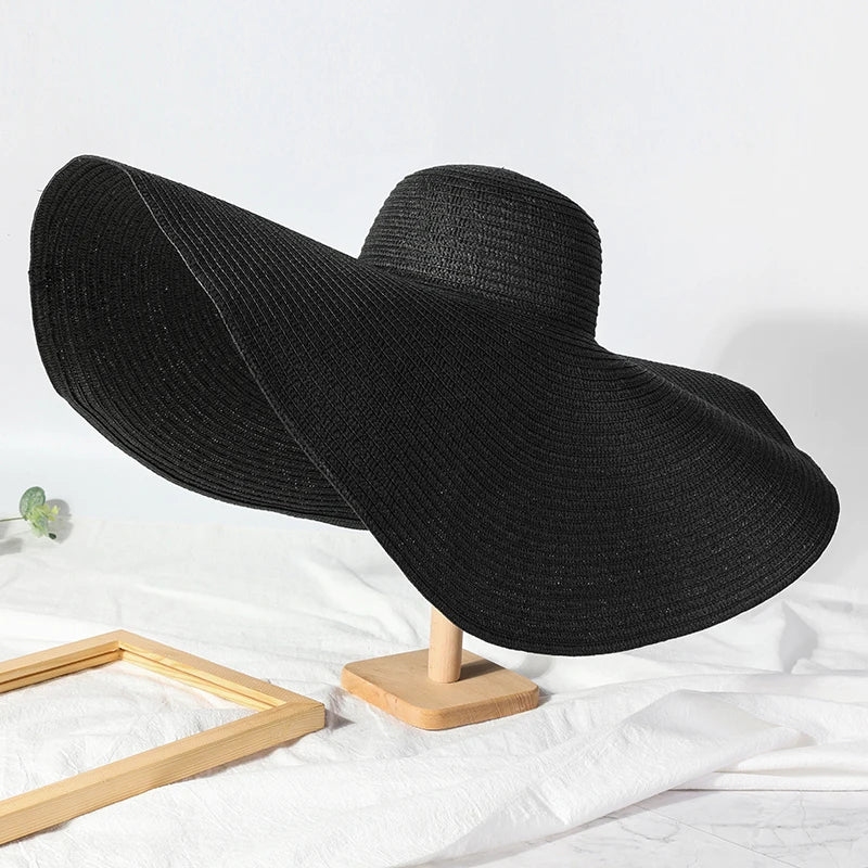 Lady Oversized 70cm Beach Hats Large Wide Brim Summer Uv Protection Sun Hat for Women  Foldable Straw  Wedding Hat