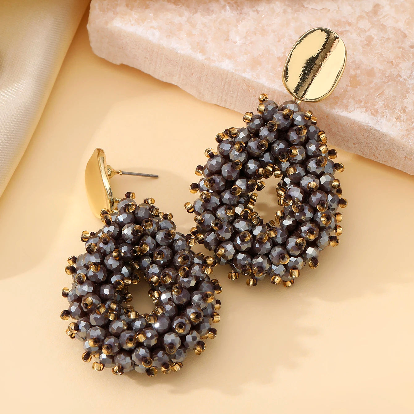 INKDEW Big Drop Earrings For Women Small And Big Beads Handmade Crystal Earrings Statement Jewelry Fashion Jewelry EA067