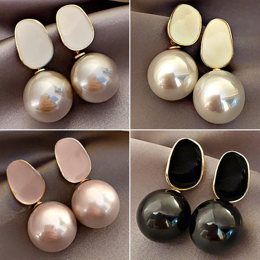 French New Classic Elegant Imitation Pearl Drop Earrings for Women Exquisite Dangle Wedding Earring Statement Fashion Jewelry