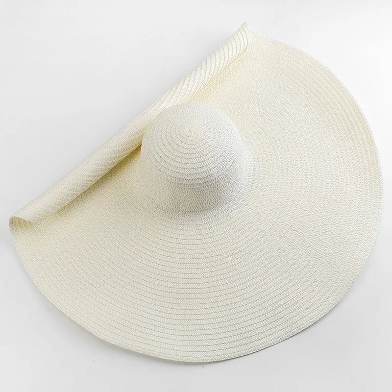 Lady Oversized 70cm Beach Hats Large Wide Brim Summer Uv Protection Sun Hat for Women  Foldable Straw  Wedding Hat