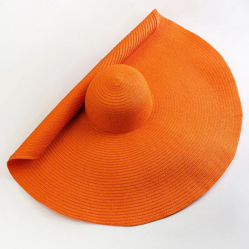 Lady Oversized 70cm Beach Hats Large Wide Brim Summer Uv Protection Sun Hat for Women  Foldable Straw  Wedding Hat