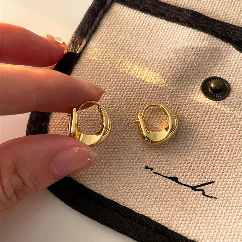 Zoes Geometric Small Hoop Earrings for Women Creative Simple Golden Silver Color Huggies Gift Jewelry