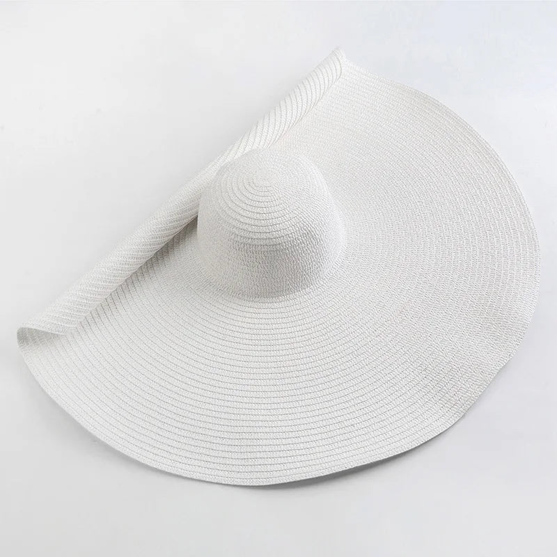 Lady Oversized 70cm Beach Hats Large Wide Brim Summer Uv Protection Sun Hat for Women  Foldable Straw  Wedding Hat