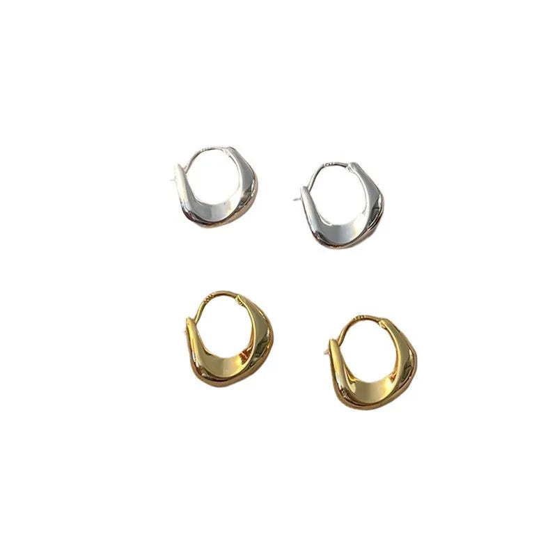 Zoes Geometric Small Hoop Earrings for Women Creative Simple Golden Silver Color Huggies Gift Jewelry