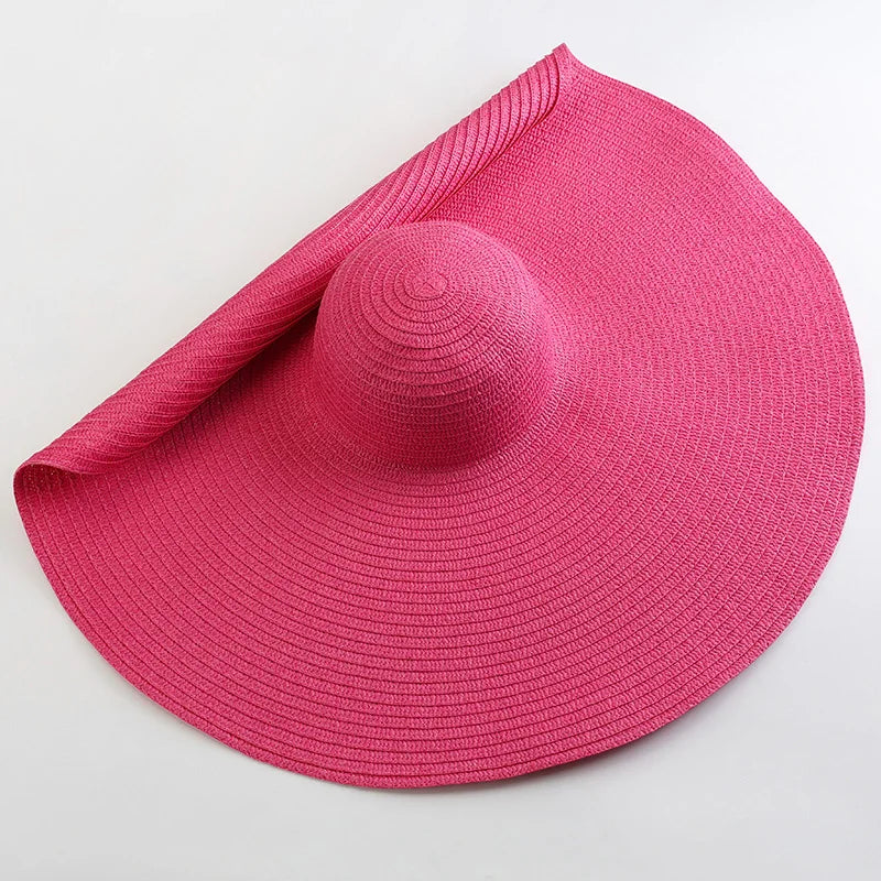 Lady Oversized 70cm Beach Hats Large Wide Brim Summer Uv Protection Sun Hat for Women  Foldable Straw  Wedding Hat